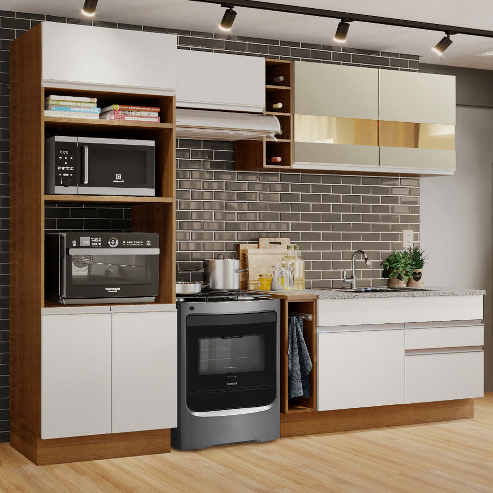 Combo completo de Cocina Madesa Glamy 270cm Marrón/Blanco/Crema 08