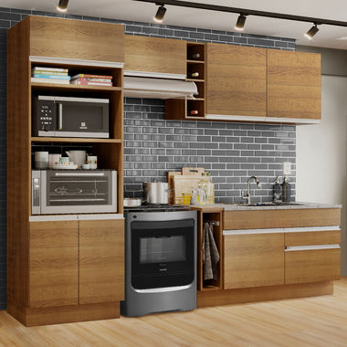 Combo completo de Cocina 270 cm 7 Puertas 2 Cajones Sin Mesada Marrón Glamy Madesa