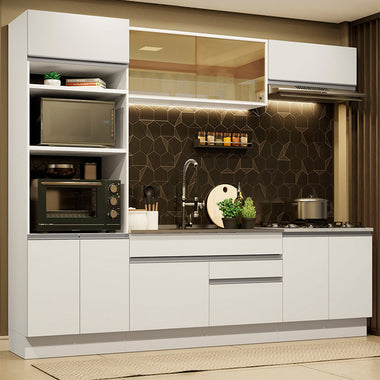 Combo completo de Cocina 270 cm 9 Puertas 2 Cajones Sin Mesada Blanco Glamy Madesa