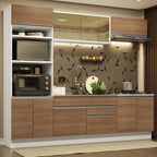 Combo completo de Cocina 270 cm 9 Puertas 2 Cajones Sin Mesada Blanco/Marrón Glamy Madesa 10