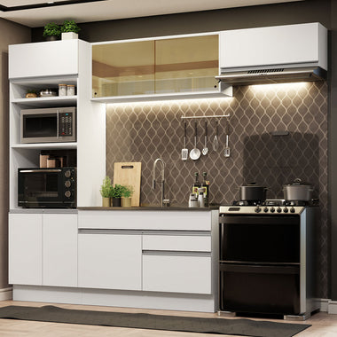 Combo completo de Cocina 270 cm 7 Puertas 2 Cajones Sin Mesada Blanco Glamy Madesa