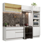 Combo completo de Cocina 270 cm 7 Puertas 2 Cajones Sin Mesada Blanco Glamy Madesa