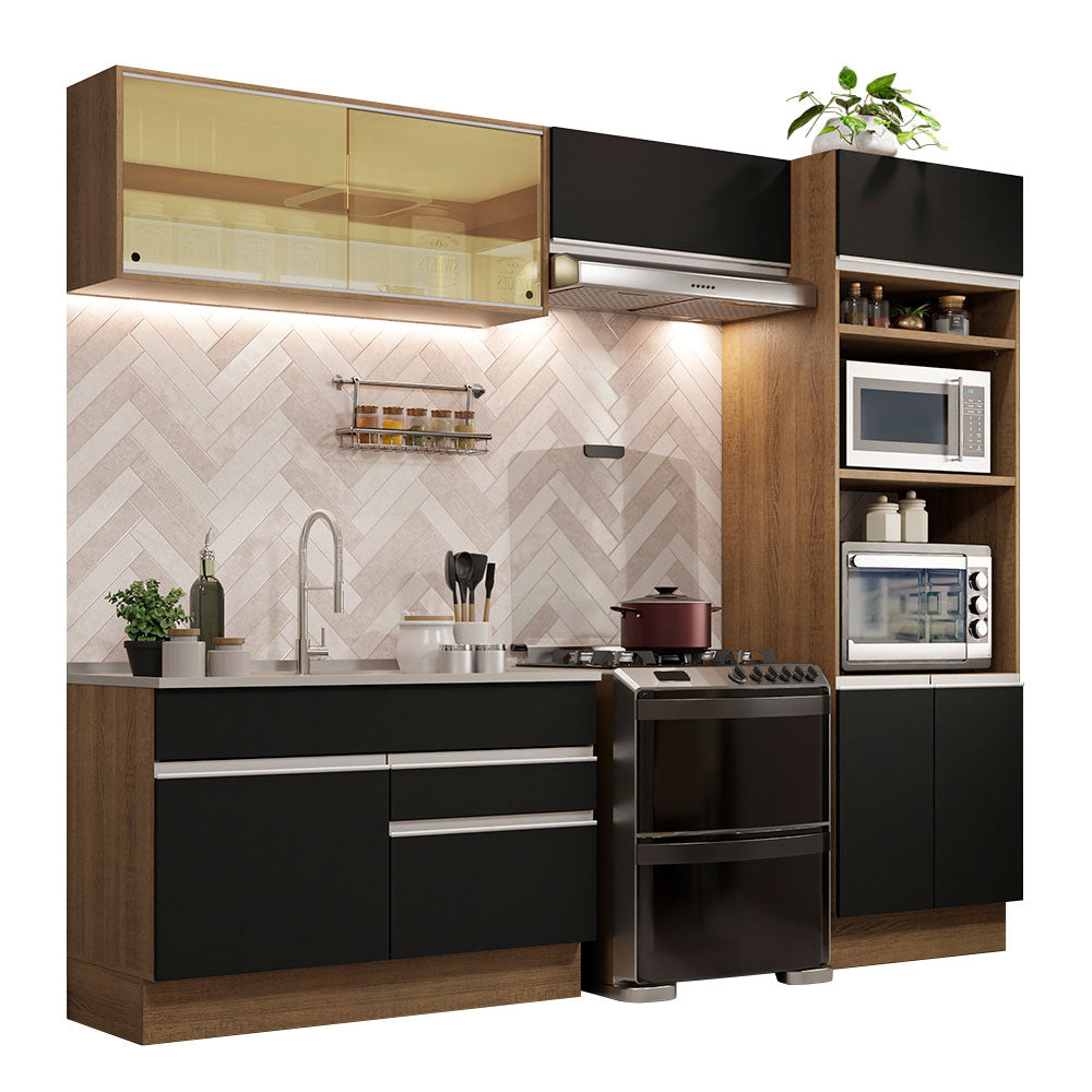 Combo completo de Cocina Madesa Glamy 270cm Marrón/Negro 12