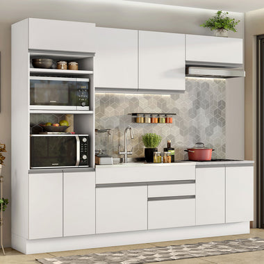 Combo completo de Cocina 270 cm 9 Puertas 2 Cajones Sin Mesada Blanco Glamy Madesa