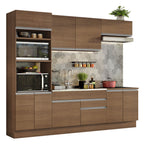 Combo completo de Cocina 270 cm 9 Puertas 2 Cajones Sin Mesada Marrón Glamy Madesa 13