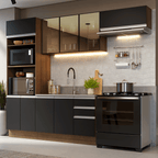 Combo completo de Cocina 270 cm Marrón/Negro Glamy Madesa