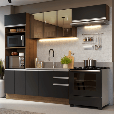 Combo completo de Cocina 270 cm Marrón/Negro Glamy Madesa