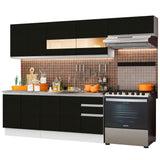 Combo completo de Cocina Madesa Glamy 280cm Blanco/Negro