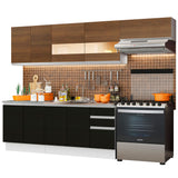 Combo completo de Cocina Madesa Glamy 280cm Blanco/Negro/Marrón