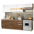 Combo completo de Cocina 280 cm 9 Puertas 3 Cajones Sin Mesada Marrón/Blanco Glamy Madesa 03