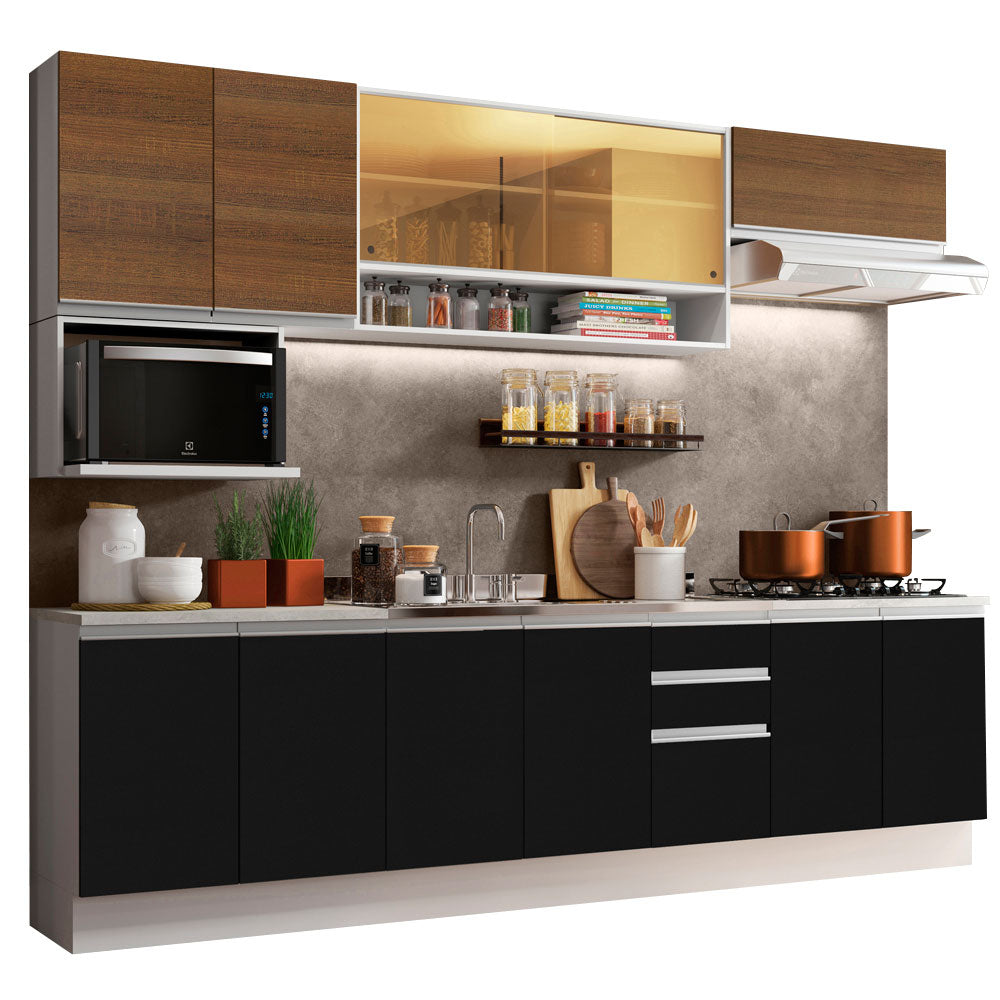 Combo completo de Cocina Madesa Glamy 280cm Blanco/Negro/Marrón 4