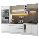 Combo completo de Cocina Madesa Glamy 290cm Blanco/Blanco/Crema