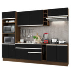 Combo completo de Cocina 290 cm 9 Puertas 2 Cajones Sin Mesada Marrón/Negro Glamy Madesa 02