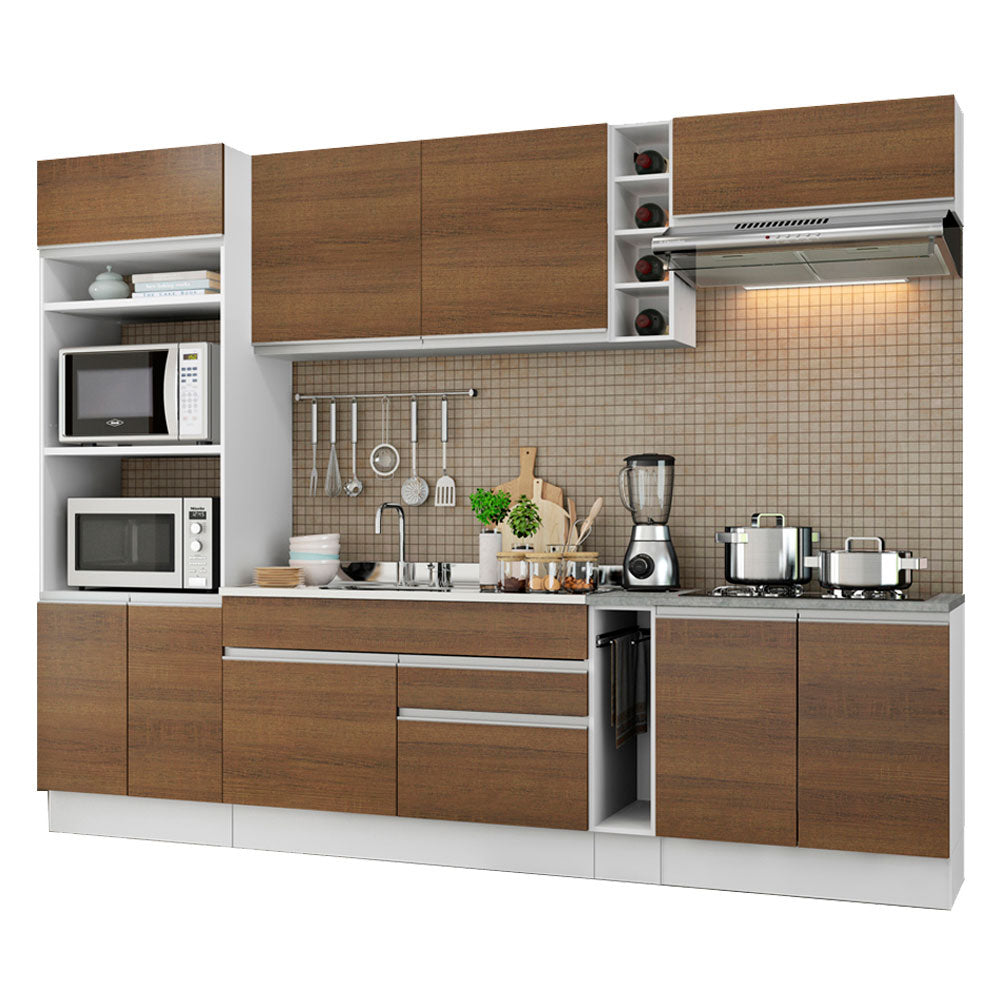 Combo completo de Cocina Madesa Glamy 290cm Blanco/Marrón