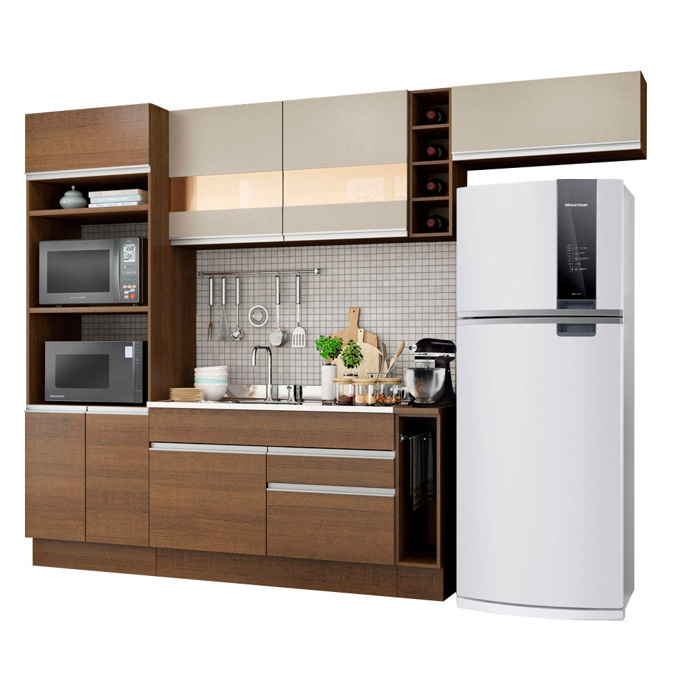 Combo completo de Cocina Madesa Glamy 290cm Marrón/Crema 03