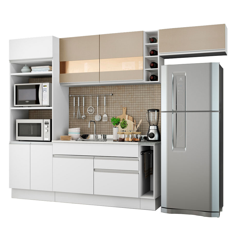 Combo completo de Cocina Madesa Glamy 290cm Blanco/Blanco/Crema 03