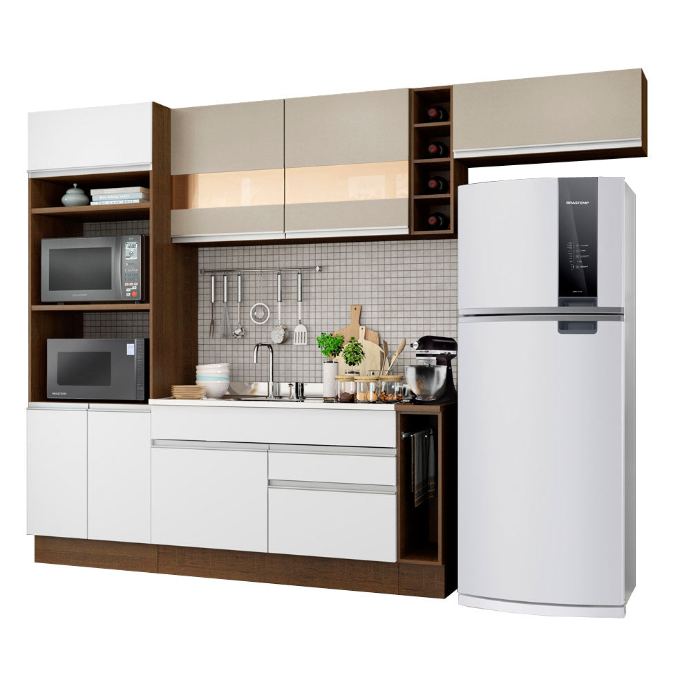 Combo completo de Cocina Madesa Glamy 290cm Blanco/Crema 03