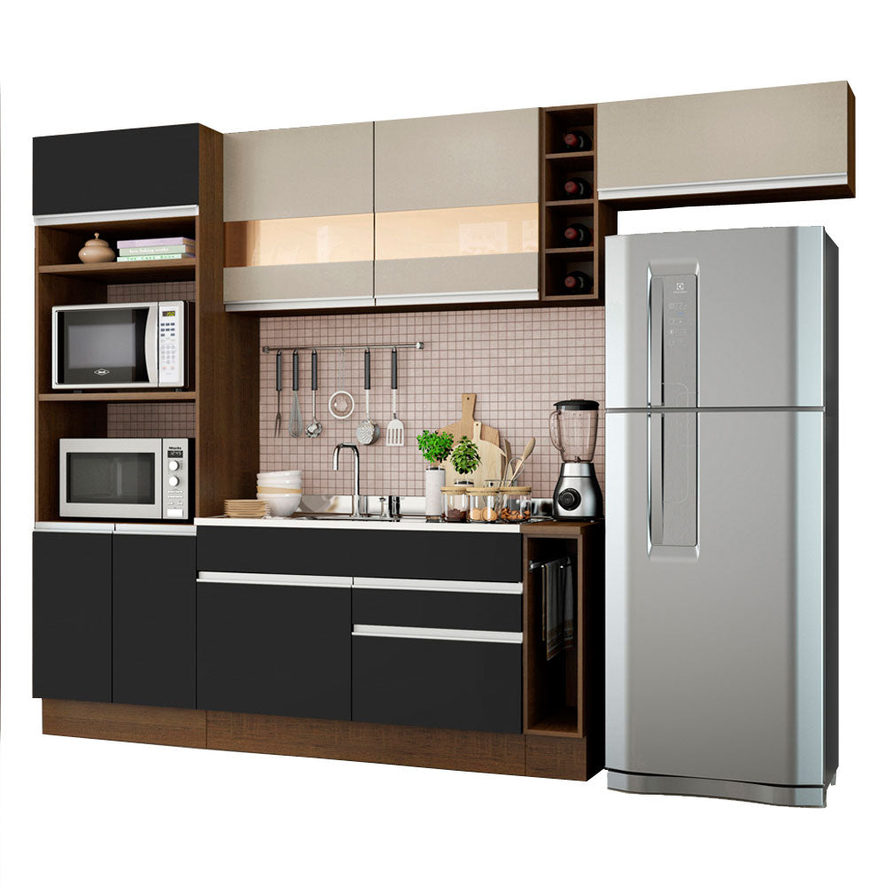 Combo completo de Cocina Madesa Glamy 290cm Marrón/Negro/Crema 03