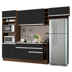 Combo completo de Cocina 290 cm 7 Puertas 2 Cajones Sin Mesada Marrón/Negro Glamy Madesa