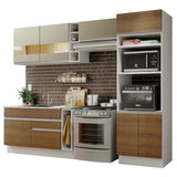 Combo completo de Cocina Madesa Glamy 290cm Blanco/Marrón/Crema 09