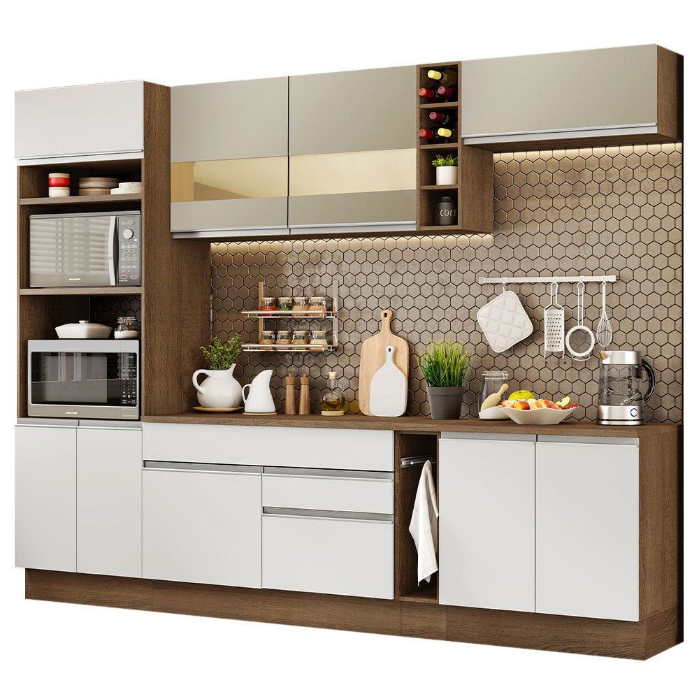 Combo completo de Cocina Madesa Glamy 290cm Marrón/Blanco/Crema 11