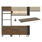 Combo completo de Cocina 290 cm 7 Puertas 2 Cajones Marrón/Crema Glamy Madesa 02