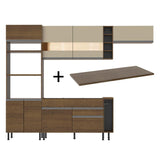 Combo completo de Cocina Madesa Glamy 290cm Marrón/Marrón/Crema 13
