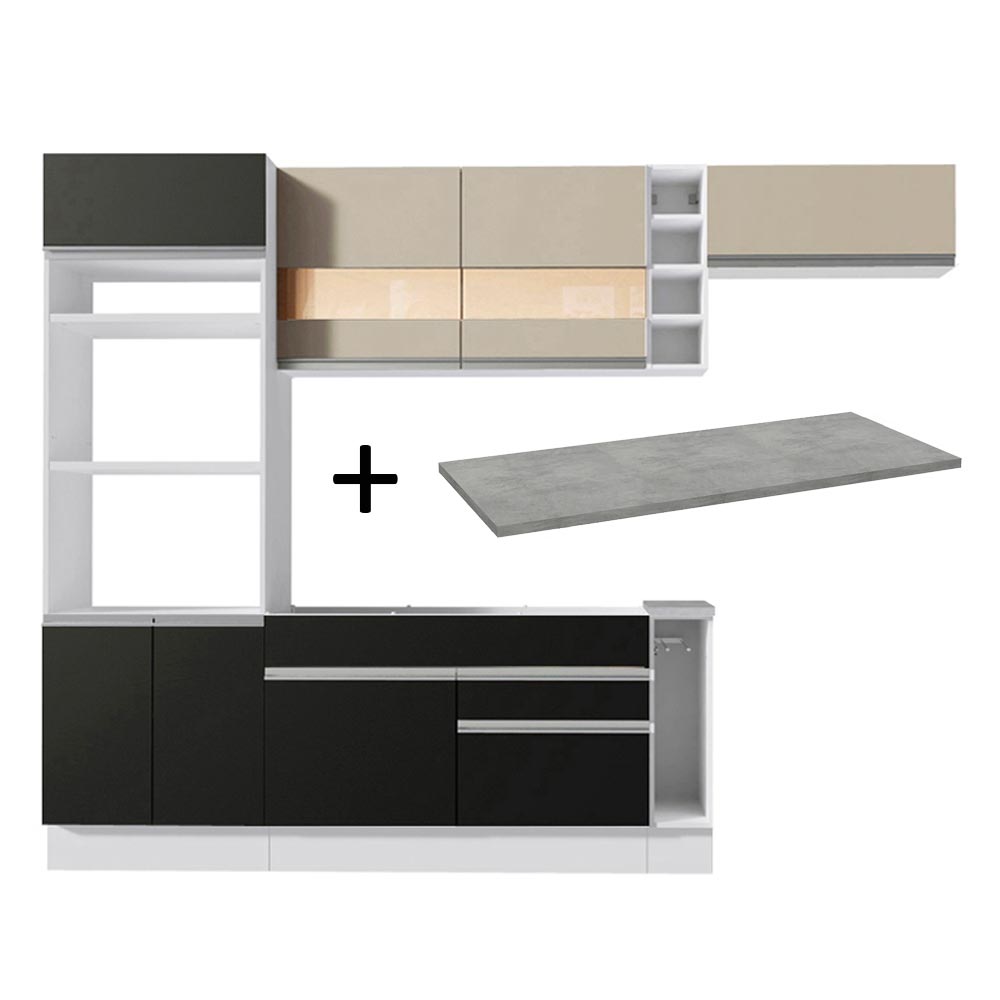 Combo completo de Cocina Madesa Glamy 290cm Blanco/Negro/Crema 13