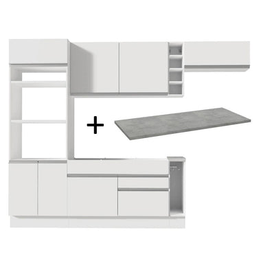 Combo completo de Cocina 290 cm 7 Puertas 2 Cajones Blanco Glamy Madesa