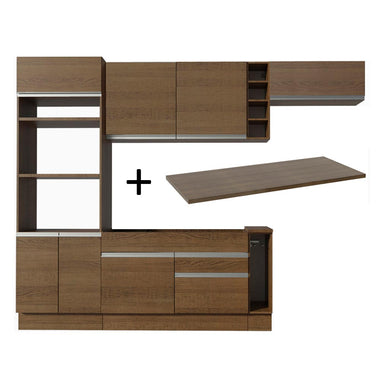Combo completo de Cocina 290 cm 7 Puertas 2 Cajones Marrón Glamy Madesa