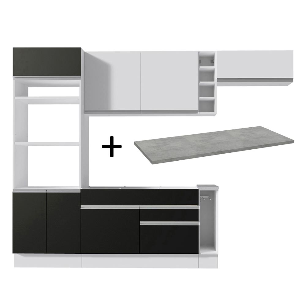 Combo completo de Cocina Madesa Glamy 290cm Blanco/Negro/Blanco 14
