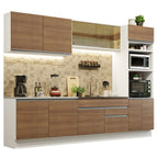 Combo completo de Cocina 310 cm 10 Puertas 2 Cajones Sin Mesada Blanco/Marrón Glamy Madesa