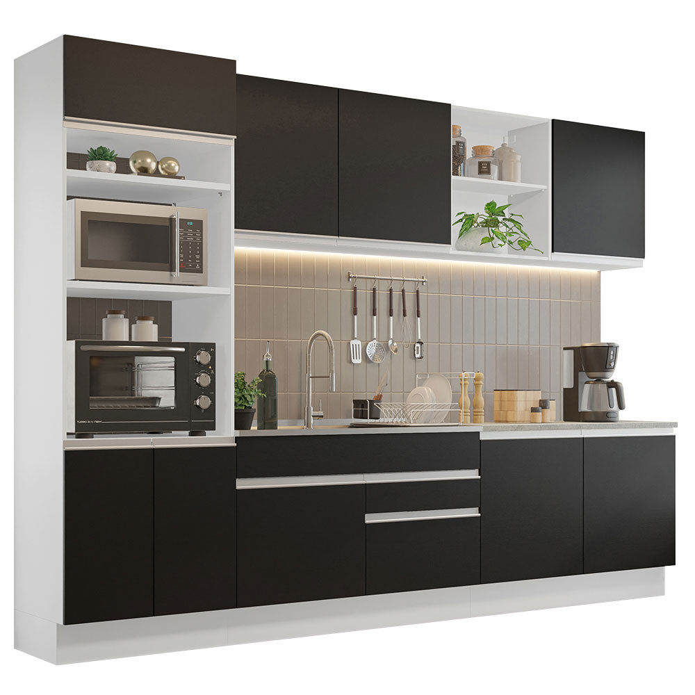 Combo completo de Cocina Madesa Glamy 310cm Blanco/Negro 02