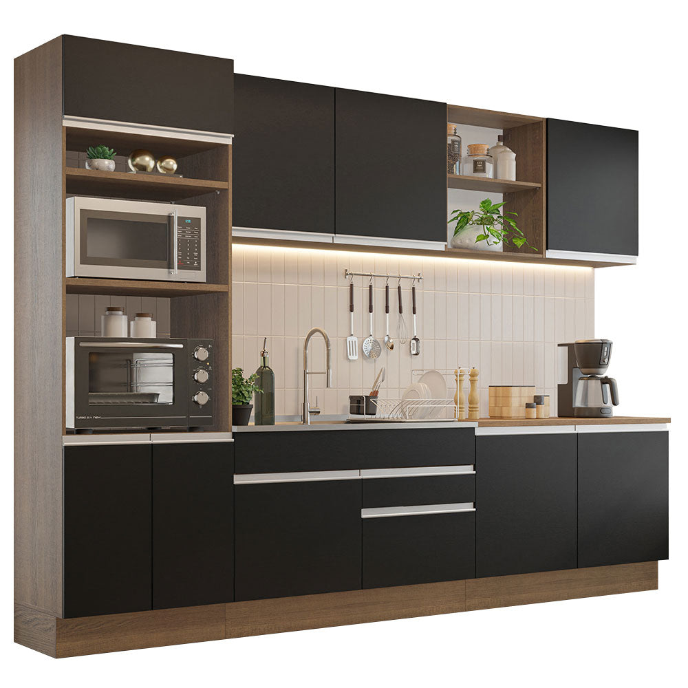 Combo completo de Cocina Madesa Glamy 310cm Marrón/Negro 02