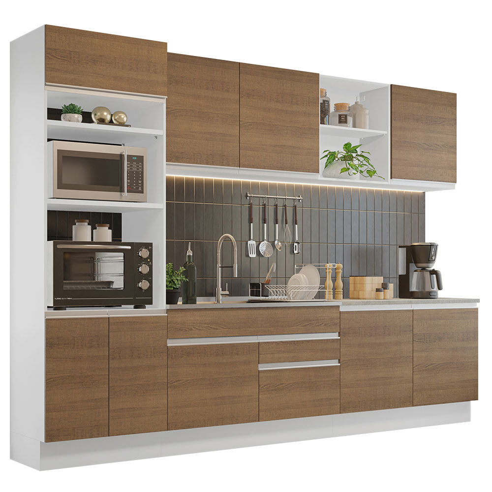 Combo completo de Cocina 310cm Glamy Madesa 02 - Blanco/Marrón