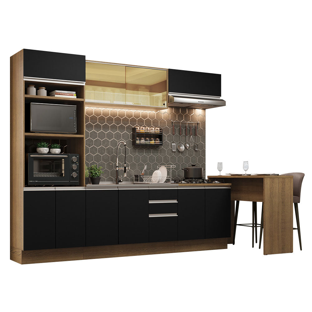 Combo completo de Cocina Madesa Glamy 315cm Marrón/Negro 01