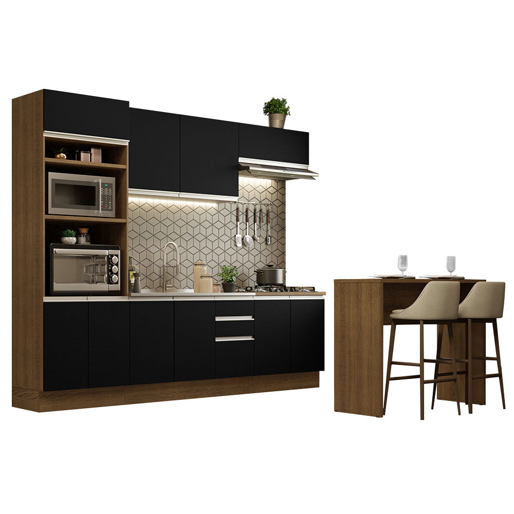 Combo completo de Cocina Madesa Glamy 315cm Marrón/Negro 02