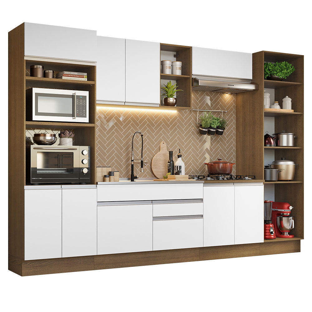 Combo completo de Cocina 330cm Marrón/Blanco Glamy Madesa 03
