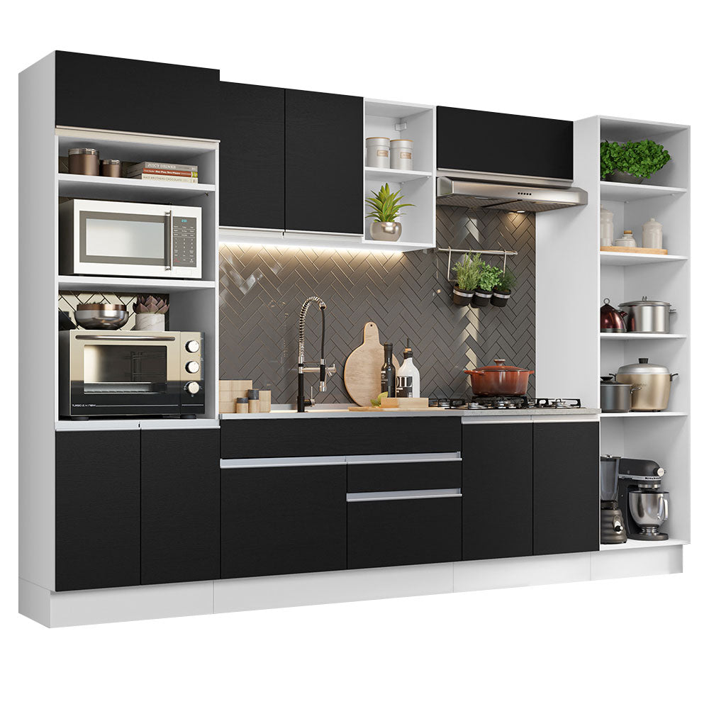 Combo completo de Cocina Madesa Glamy 330cm Blanco/Negro 03