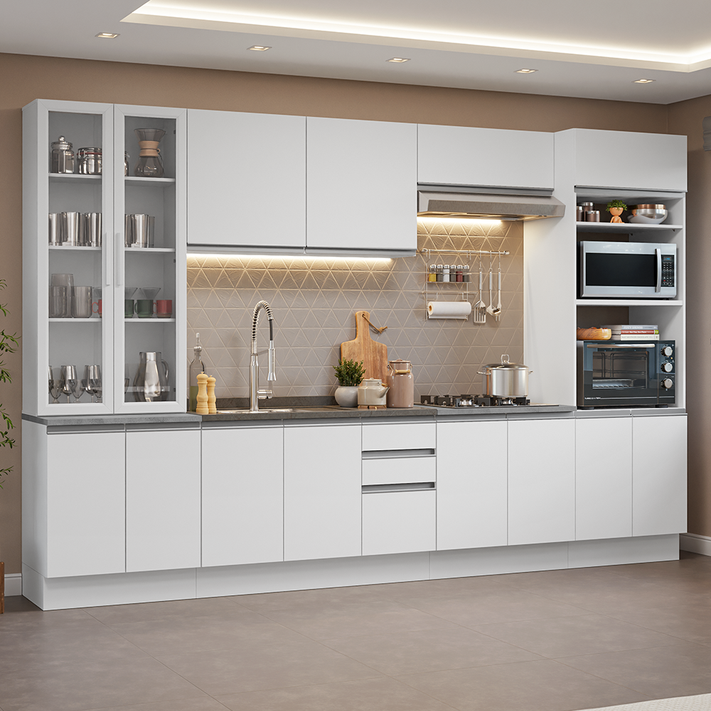 Combo completo de Cocina con Cristalero 340 cm Madesa Glamy BB 01