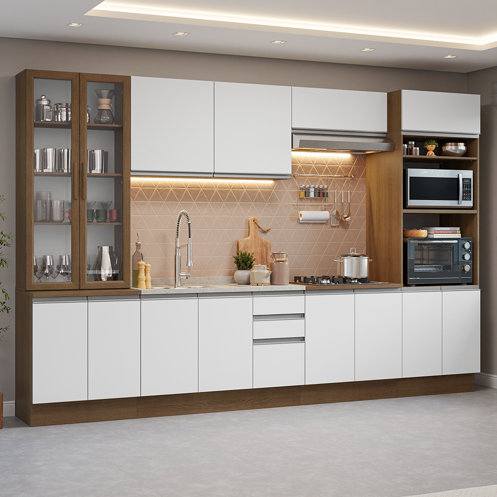 Combo completo de Cocina con Cristalero 340 cm Madesa Glamy MB 01
