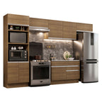 Combo completo de Cocina 350 cm 8 Puertas 2 Cajones Sin Mesada Marrón Glamy Madesa