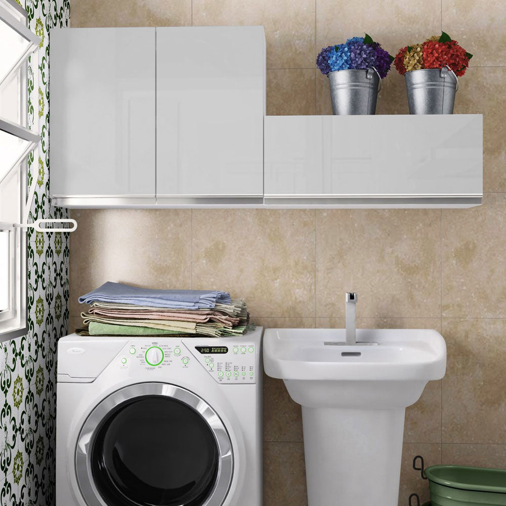 Kit Lavadero Madesa Acordes 100% MDF con 2 Alacenas Blanco Brillante