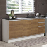 Combo con 2 Bajos Mesadas de Cocina Madesa Acordes 100% MDF (Sin Mesada y Bacha) Blanco/Marrón