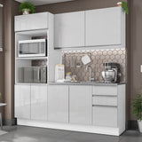 Cocina Compacta 100% MDF 190cm Puetas Blanco Brillante Acordes Madesa 01