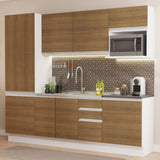 Combo Completo de Cocina 100% MDF 240 cm Blanco/Marrón Acordes Madesa 01