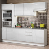 Combo Completo de Cocina 100% MDF 250 cm Frentes Blanco Brillante Acordes Madesa 03