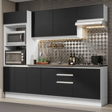 Combo Completo de Cocina 100% MDF 250 cm Blanco/Negro Acordes Madesa 03