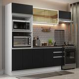 Combo Completo de Cocina 100% MDF 250 cm Blanco/Negro Acordes Madesa 04