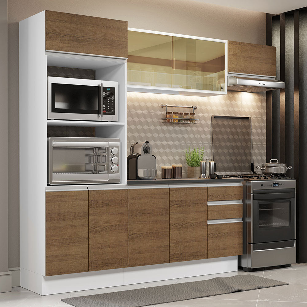 Combo Completo de Cocina 100% MDF 250 cm Blanco/Marrón Acordes Madesa 04